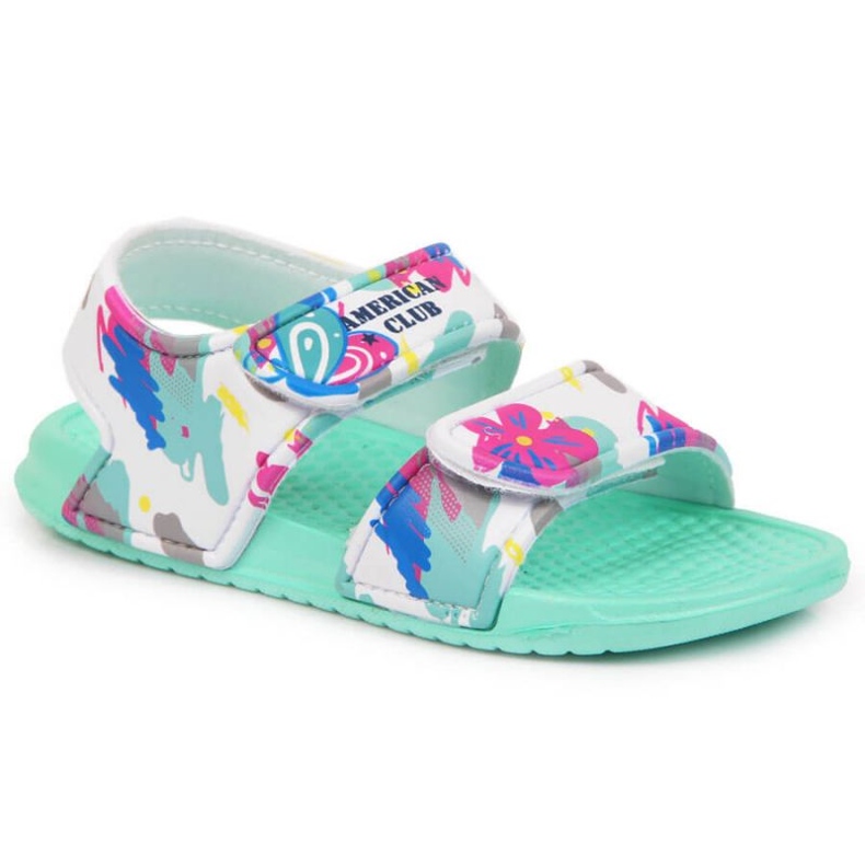 Sandalias espuma velcro American Club Jr AM882B menta azul