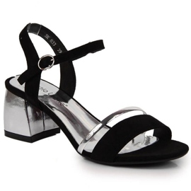 Sandalias en el puesto de Sergio Leone W SK372A negro y plata