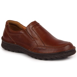 Zapatos de hombre de cuero marrón Łukbut 946