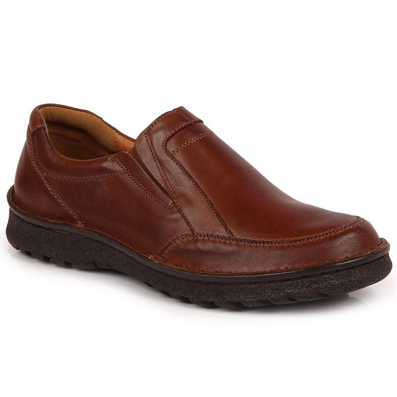 Zapatos de hombre de cuero marrón Łukbut 946