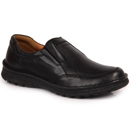 Zapatos sin cordones de hombre en piel, negro Łukbut 946