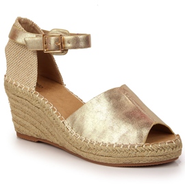 Sandalias mujer alpargatas en cuñas doradas eVento dorado