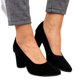 Zapatos de tacón en el poste de gamuza Monique negro