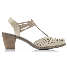 Sandalias de mujer en piel beige Rieker 40969-80
