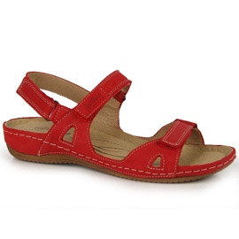 Sandalias de mujer Helios 205 rojas de piel con velcro rojo