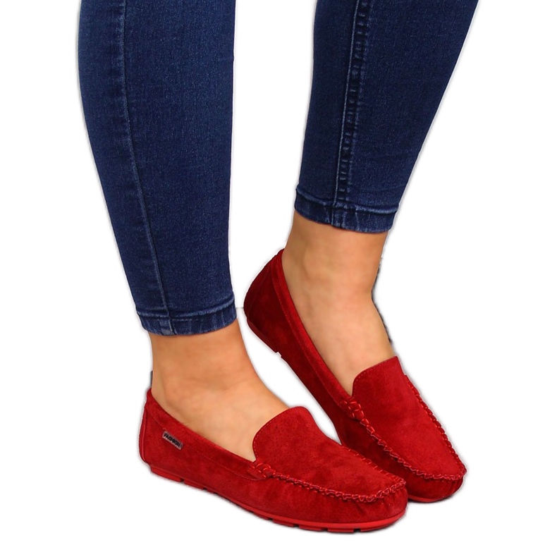 Mocasines mujer piel Vinceza rojo