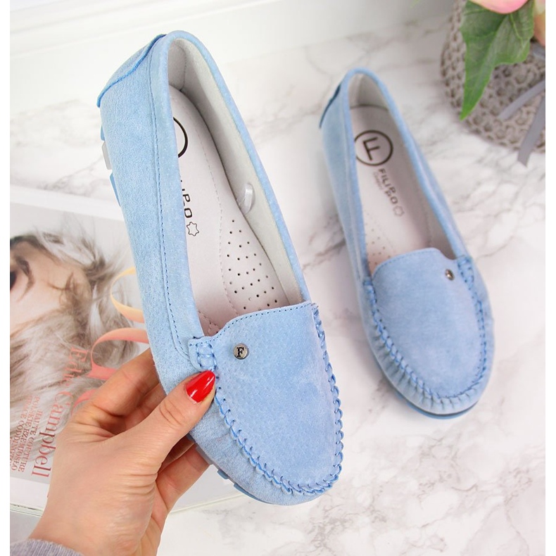 Mocasines mujer piel azul Filippo