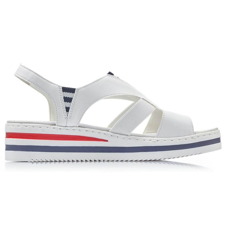Sandalias blancas de mujer con cuña Rieker V02Y5 blanco