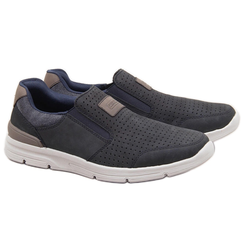 Zapato hombre piel calada azul marino Rieker 16455