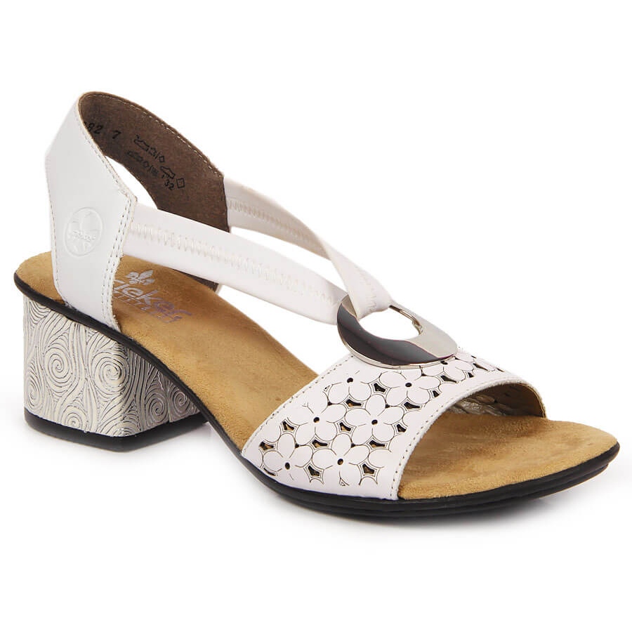 Sandalias mujer piel con goma blanco Rieker 64677 - KeeShoes