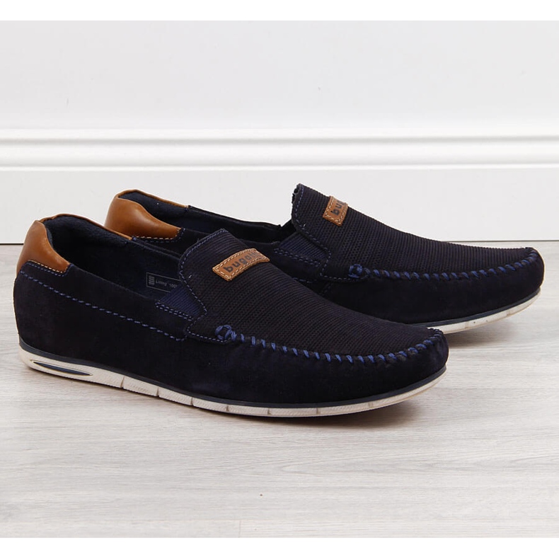 Mocasines hombre piel azul marino Bugatti HH153084