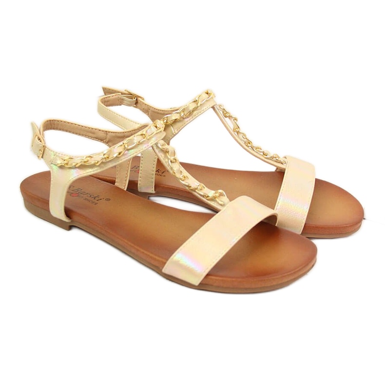 S.Barski Sandalias mujer con cadena holo beige S. Barski