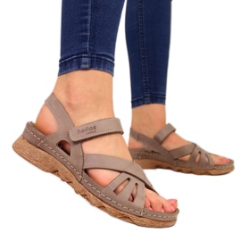 Sandalias mujer piel con velcro beige Helios 256