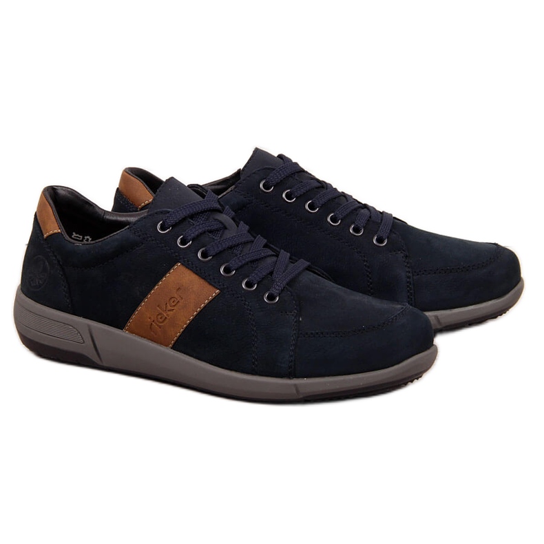 Zapatos casual de hombre en piel azul marino Rieker B0910-14