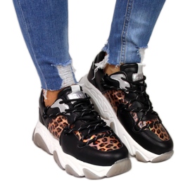 Deportivas de piel mujer leopardo Goe II2N4067 negro