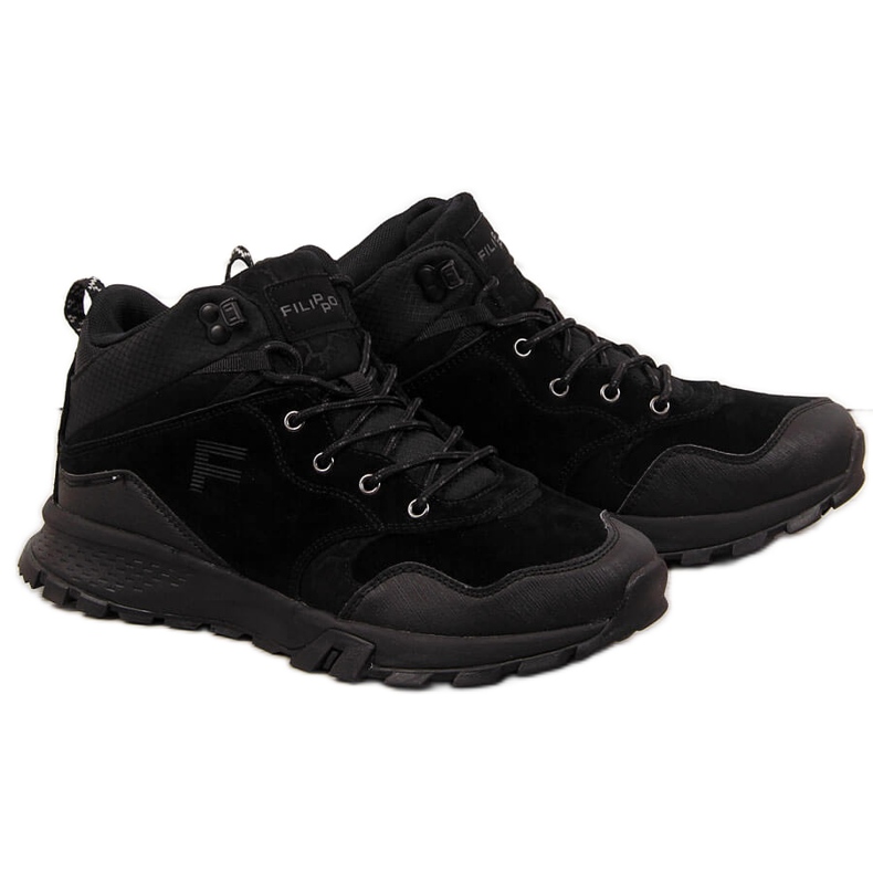 Botas de montaña de hombre Filippo de piel negra negro