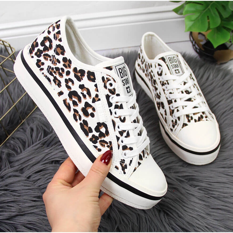 Camiseta de mujer blanca con estampado de leopardo Big Star JJ274615