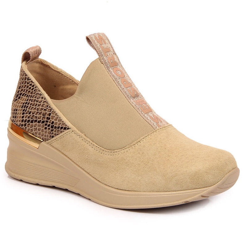 Zapatos de mujer en piel con cuña Filippo beige