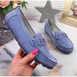 Mocasines mujer piel azul Filippo