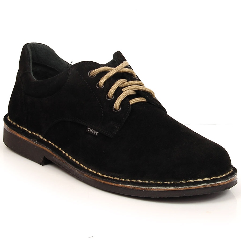 Zapatos de piel, ante para hombre, negro Gregor 1108