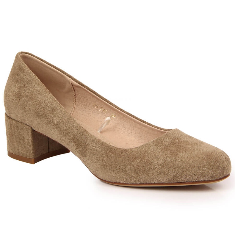 Zapatos de tacón en bloque de gamuza beige Sergio Leone