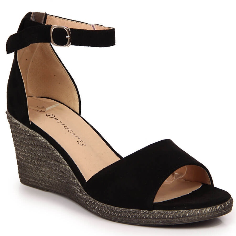 Sandalias mujer cuña negras Potocki negro