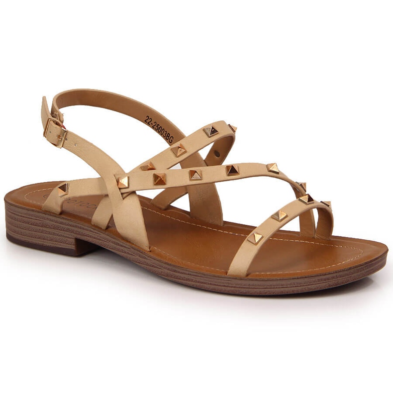 Sandalias romanas de mujer Potocki en beige con tachuelas Sandalias romanas de mujer Potocki en beige con tachuelas