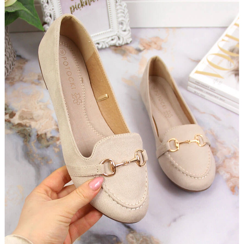 Mocasines de mujer con decoración Potocki beige