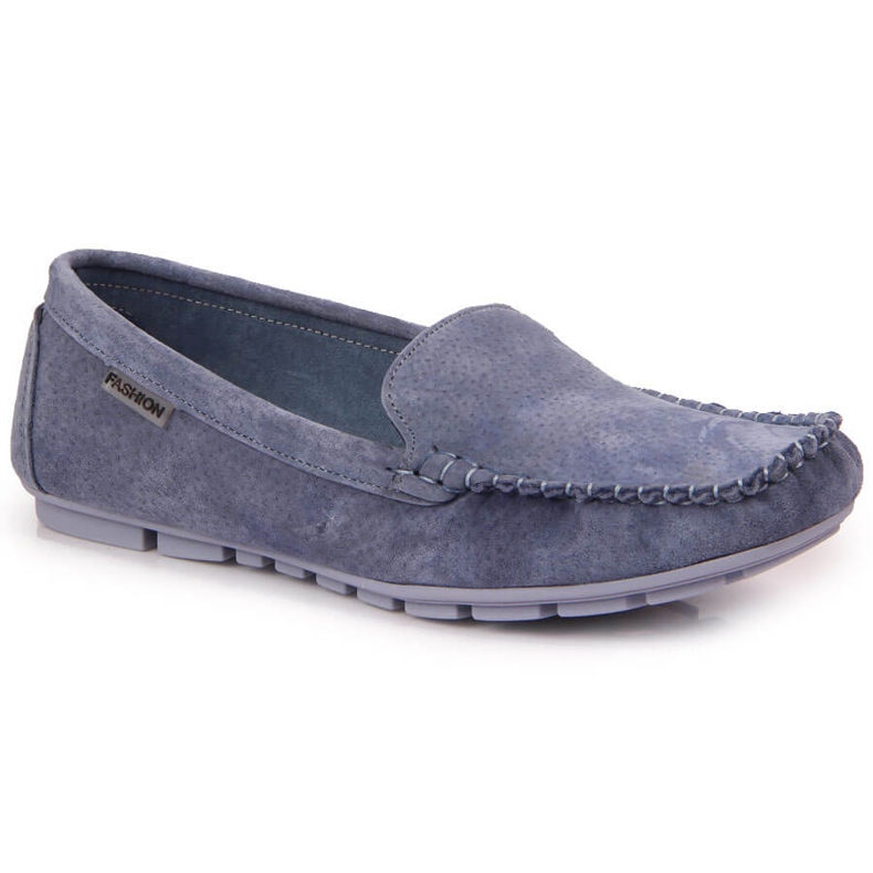 Mocasines mujer piel azul Vinceza