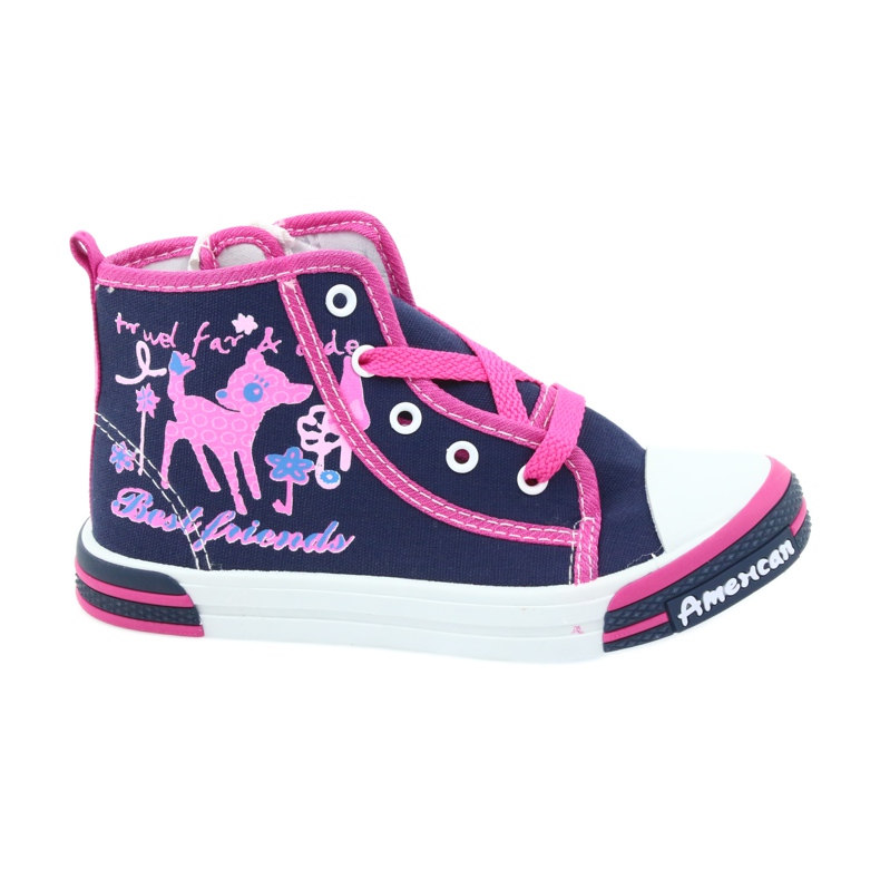 American Club Zapatillas American TEN13 azul marino con cremallera rosado
