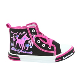 American Club Zapatos deportivos negros para niños con cremallera americana TEN13 azul rosado