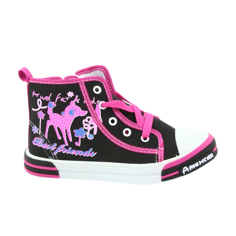 American Club Zapatos deportivos negros para niños con cremallera americana TEN13 azul rosado