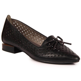 Zapatos Jezzi de mujer calados, puntiagudos, negros