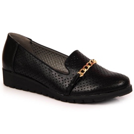 Zapatos mujer calados con cadena negro Jezzi