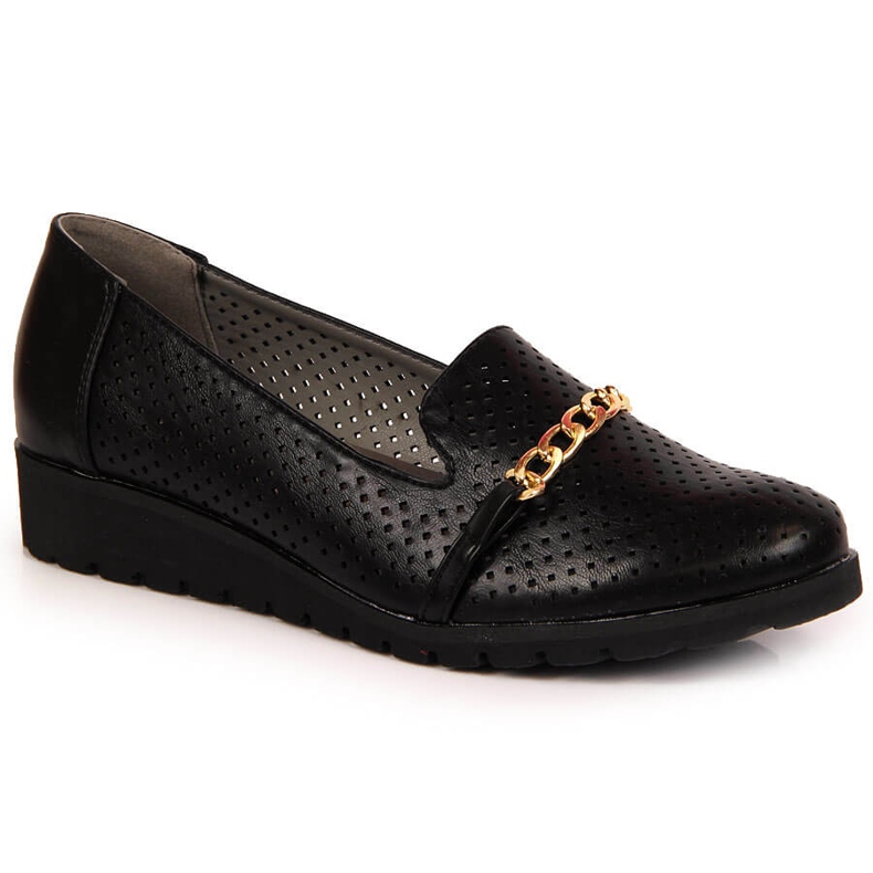 Zapatos mujer calados con cadena negro Jezzi