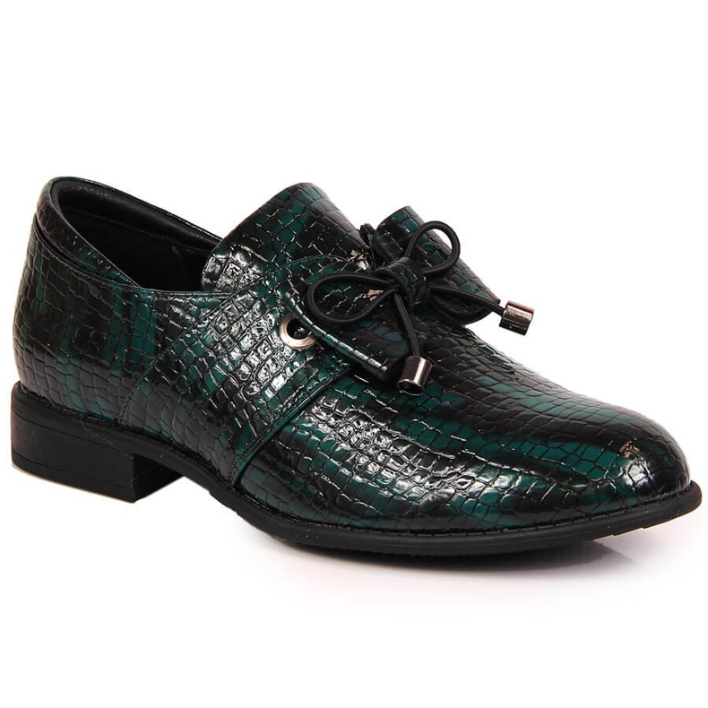 Zapatos de mujer Jezzi lacados en verde con lazo
