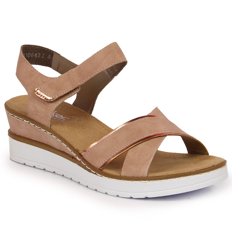 Sandalias mujer cuña rosa empolvado Rieker V38G9-31 rosado