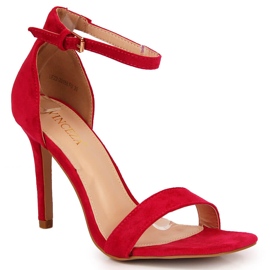 Sandalias tacón ante fucsia Vinceza rosado