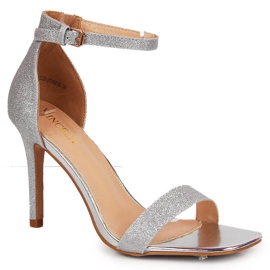 Sandalias plata Vinceza tacones altos