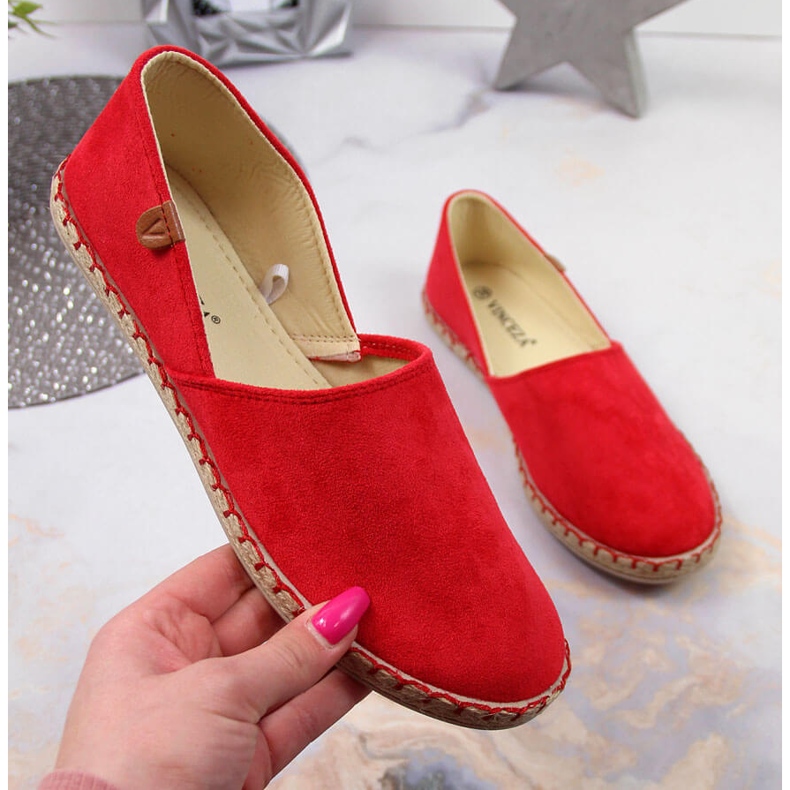 Alpargatas de mujer Vinceza rojas con abertura rojo