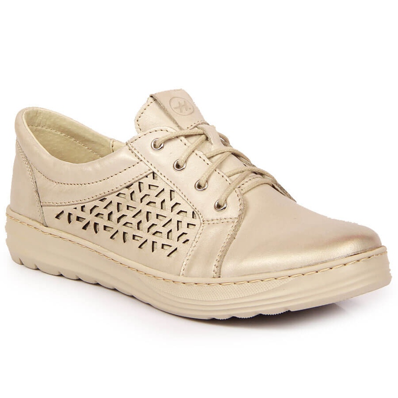 Zapatos cómodos mujer piel dorado Helios 375