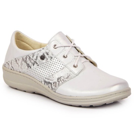 Zapatos cómodos mujer piel plata Helios 399