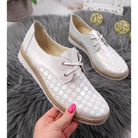 Zapatos cómodos mujer piel plata Helios 401