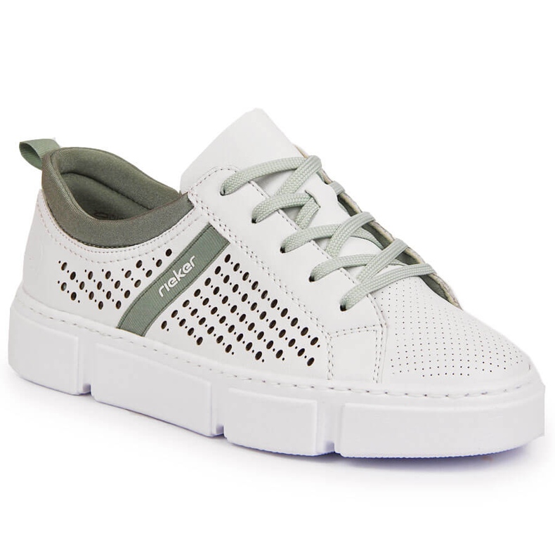 Zapatos mujer piel calada blanca Rieker N5950-80 blanco