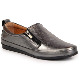 T.Sokolski Zapatos mujer de piel con cremallera plata T. Sokolski