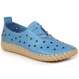 Zapatos piel calada azul confort Artiker