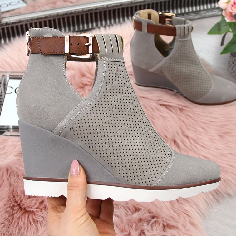 Gris Zapatillas cuña caladas grises Filippo