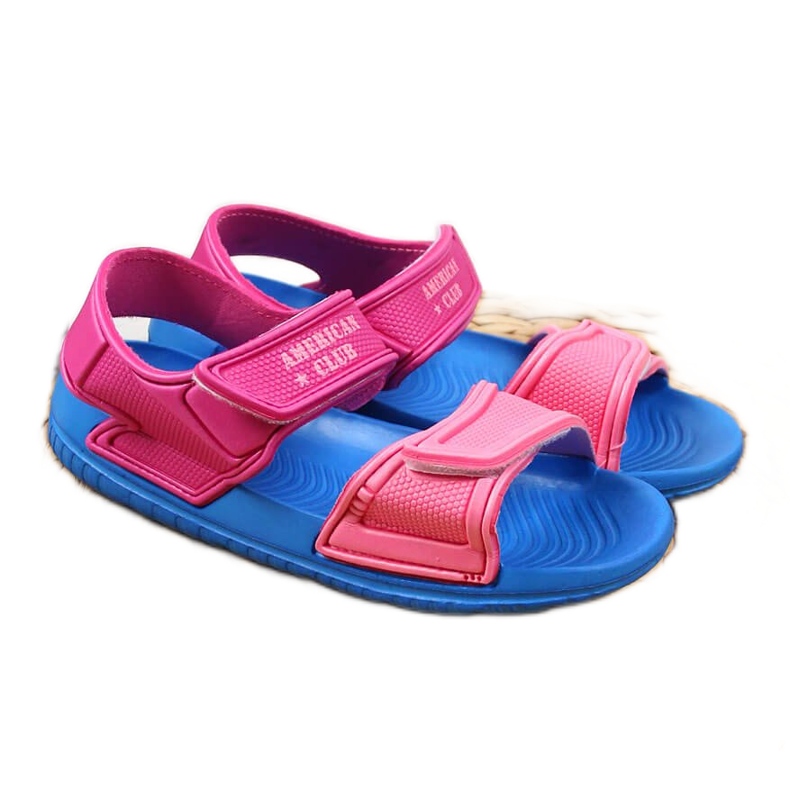 Sandalias de espuma con velcro American Club para niña rosado