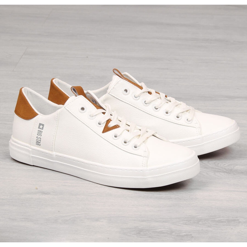 Blanco Zapatillas bajas de cuero ecológico para hombre Big Star GG174025