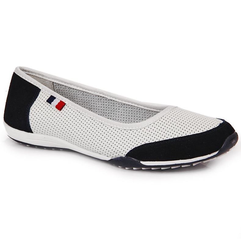 Bailarinas de mujer Filippo caladas en blanco y azul marino